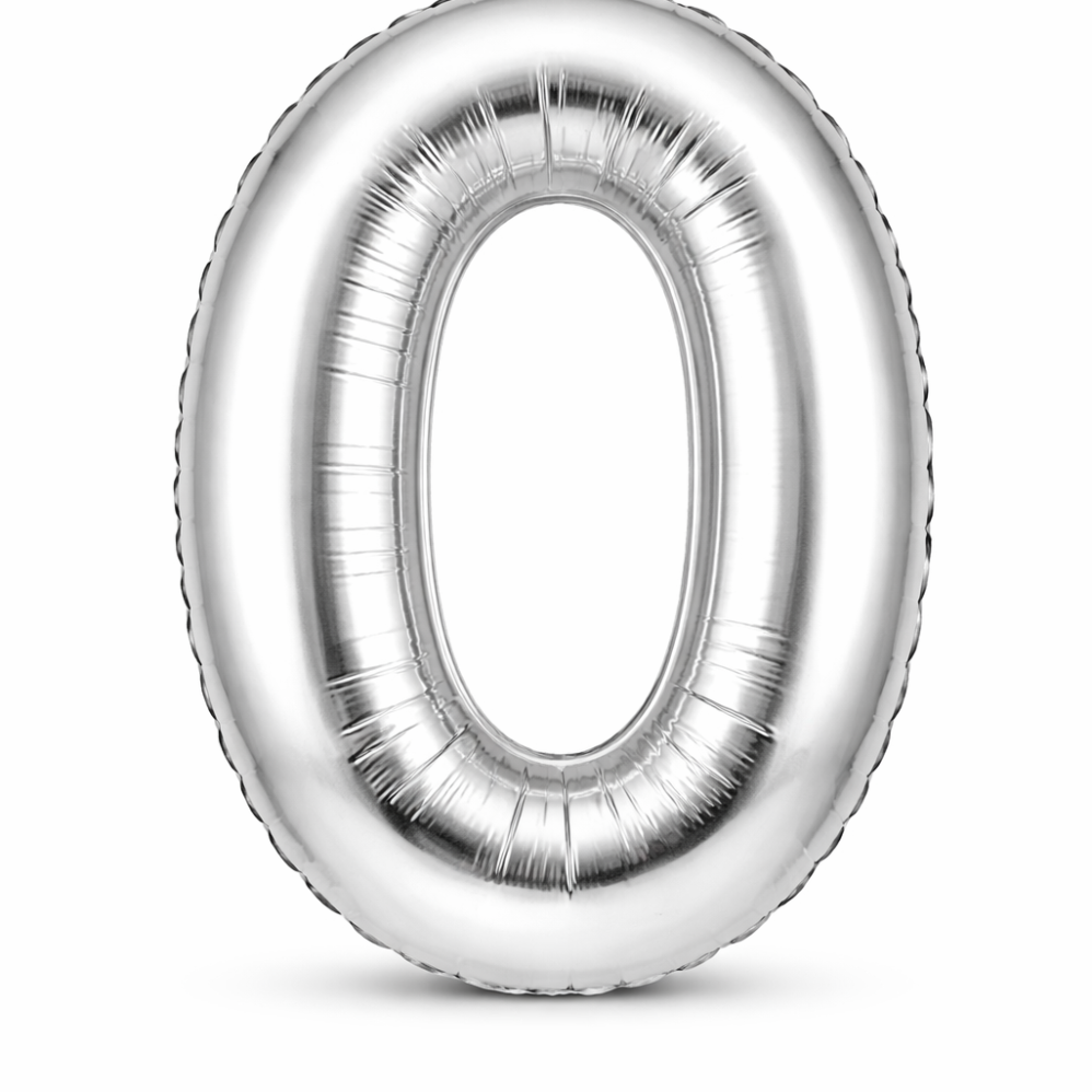 0 Rakam Gümüş Folyo Balon