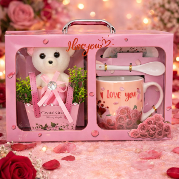 Love You Temalı Ayıcık, Kupa ve Tabak Hediye Seti ENG-KB-28