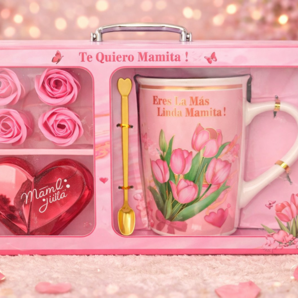 Anneler Günü Temalı Parfüm, Kupa, Kaşık ve Dekoratif Gül Hediye Seti ENG-KB-31