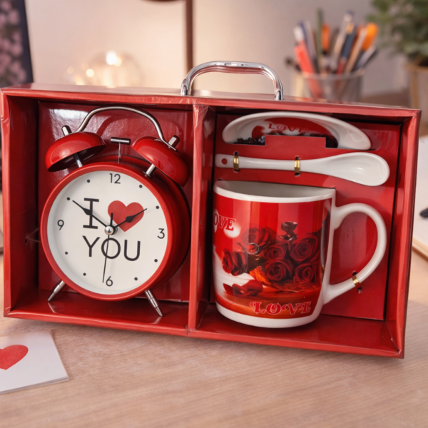 Love Temalı Çalar Saat, Kupa ve Tabak Hediye Seti ENG-KB-25-2