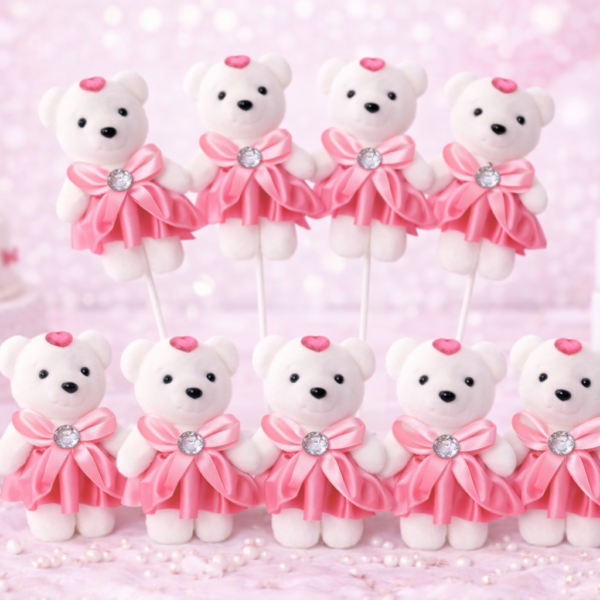 10’lu Pembe Strafor Köpük Ayı Seti – Delikli, Çubuklu Süsleme ve Hediyelik Yapımına Uygun