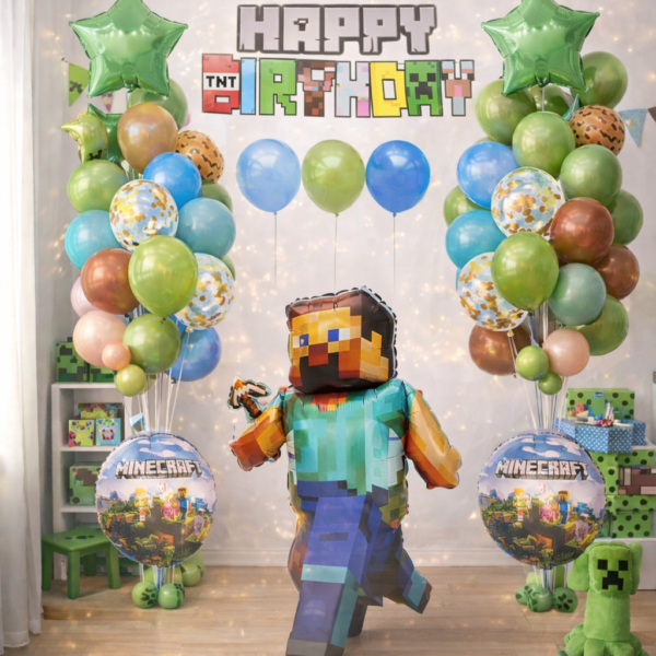 33 Parça Minecraft Temalı Doğum Günü Balon Konsepti - Happy Birthday Seti HPY-1005