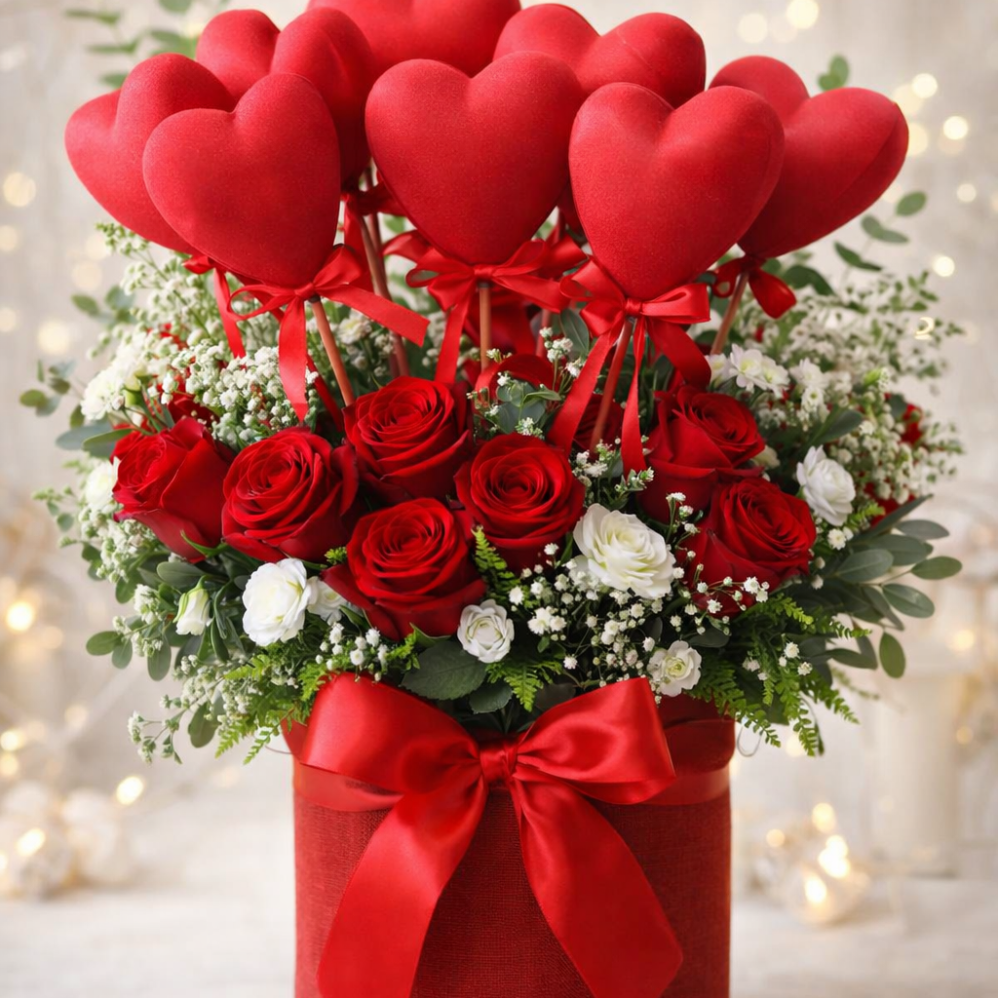 10’lu Kalpli Çubuk Süs Seti – 27 cm Dekoratif Parti ve Organizasyon Süsü