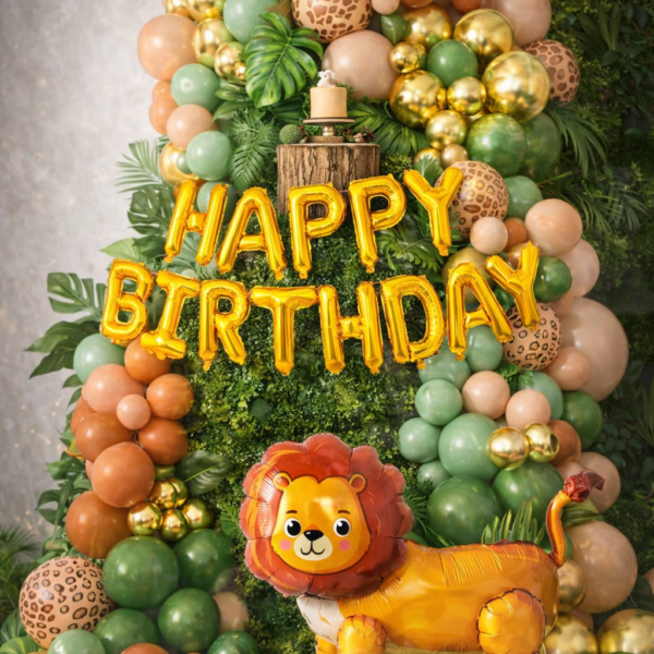 70 Parça Aslan Temalı Doğum Günü Balon Konsepti - Happy Birthday Seti HPY-1011