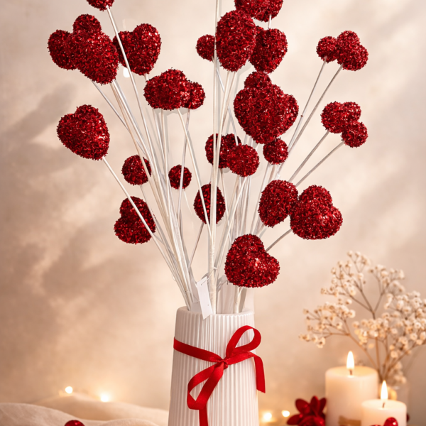 5’li 66 cm Kalp Figürlü Simli Dekoratif Çubuk Süs – Vazo Dahil Değildir
