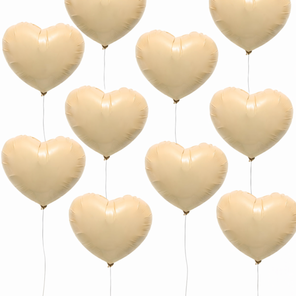 10 Adet Krem Rengi Kalp Şeklinde Folyo Balon ENG-B1051
