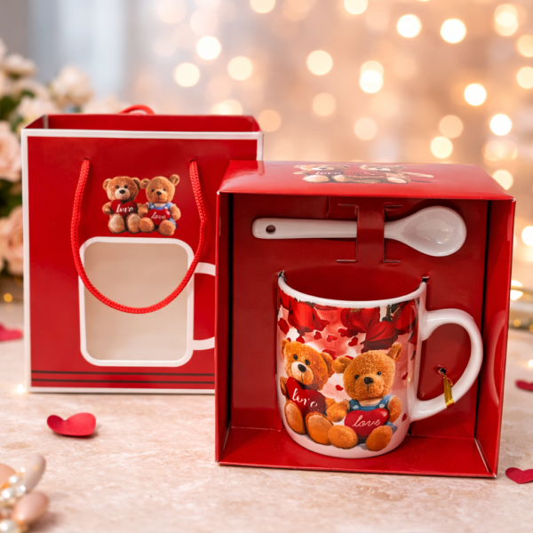Love Temalı Ayıcıklı Kupa ve Kaşık Hediye Seti ENG-KB-23-1