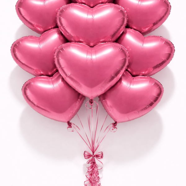 10 Adet 18 İnç Pembe Kalp Folyo Balon