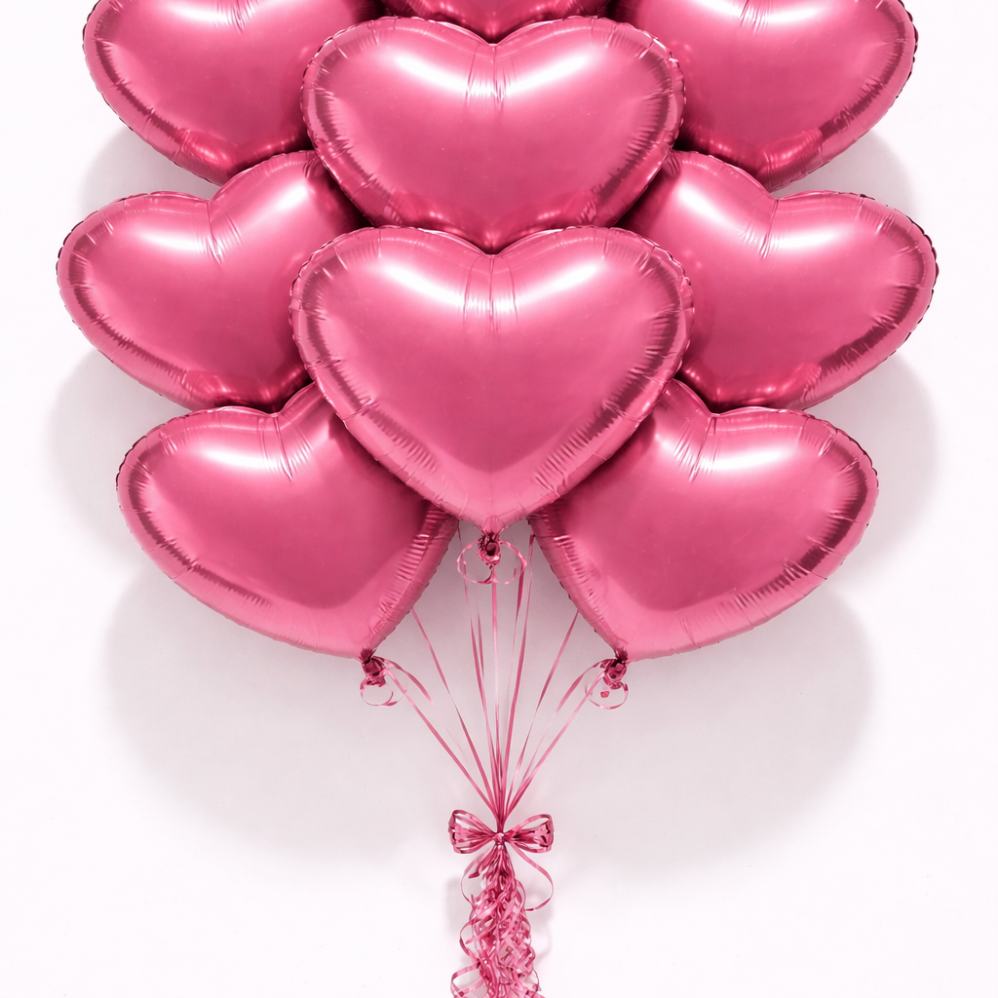 10 Adet 18 İnç Pembe Kalp Folyo Balon