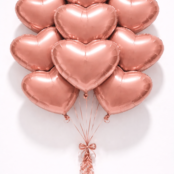 10 Adet 18 İnç Gold Rose Kalp Folyo Balon