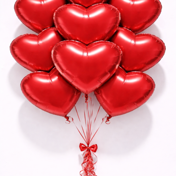 10 Adet 18 İnç Kırmızı Kalp Folyo Balon