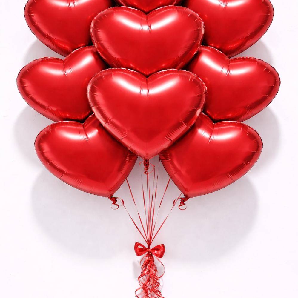 10 Adet 18 İnç Kırmızı Kalp Folyo Balon
