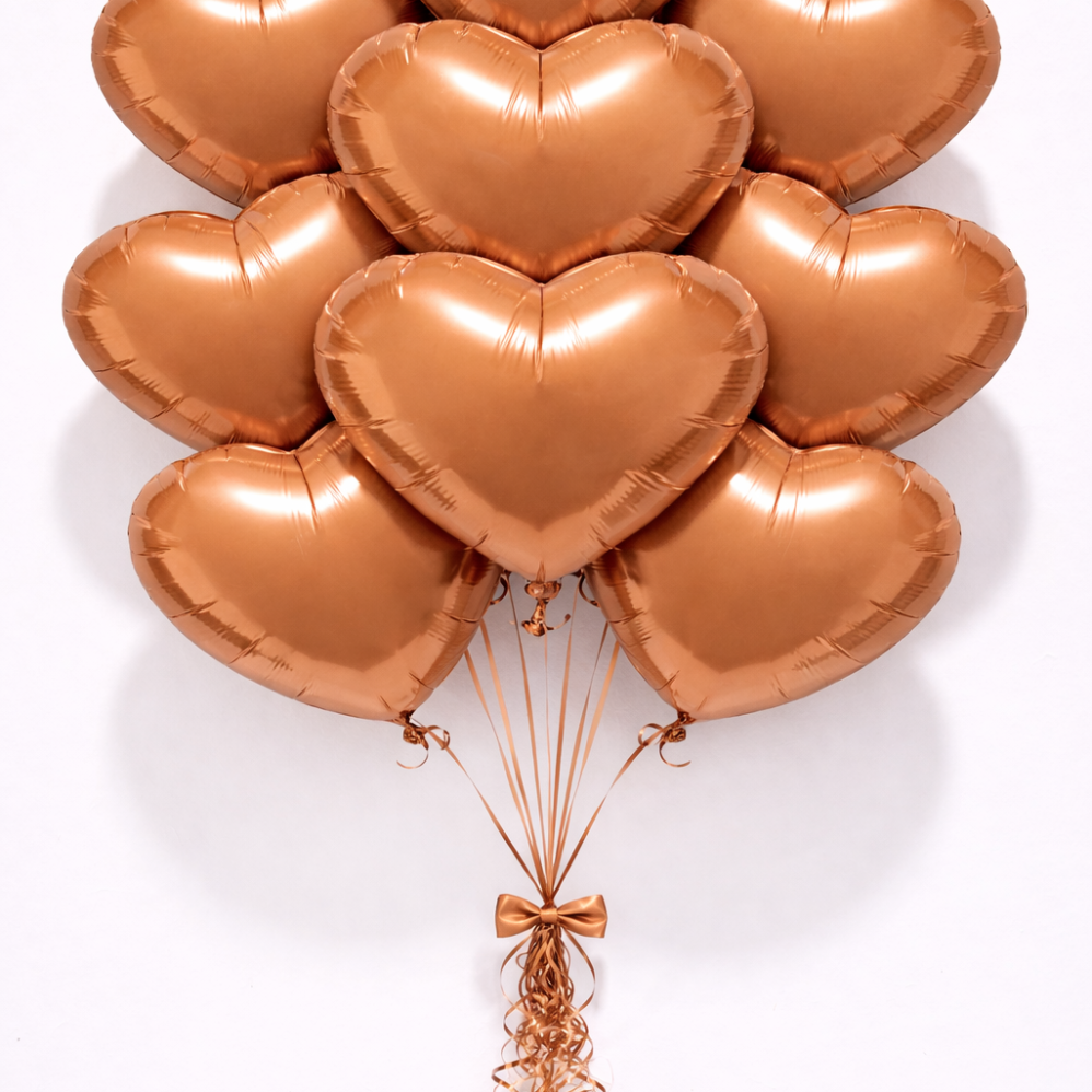 10 Adet 18 İnç Karamel Kalp Folyo Balon