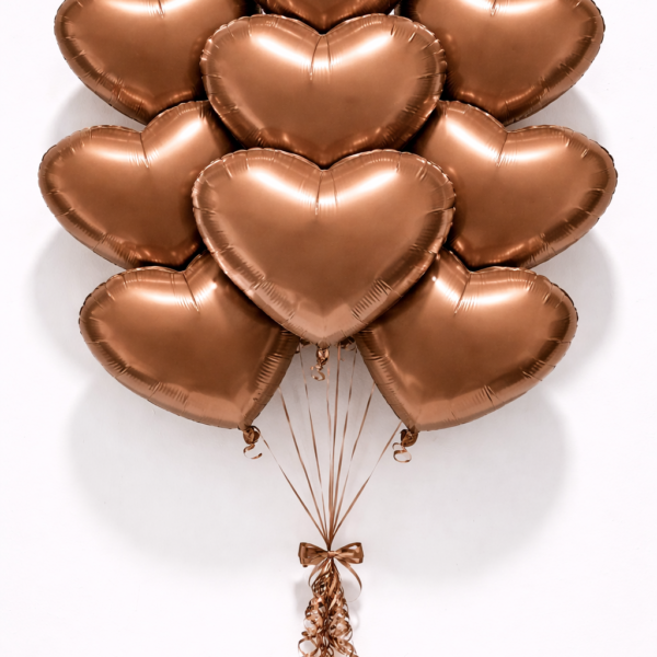 10 Adet 18 İnç Kahverengi Kalp Folyo Balon