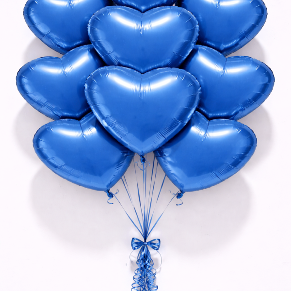10 Adet 18 İnç Mavi Kalp Folyo Balon