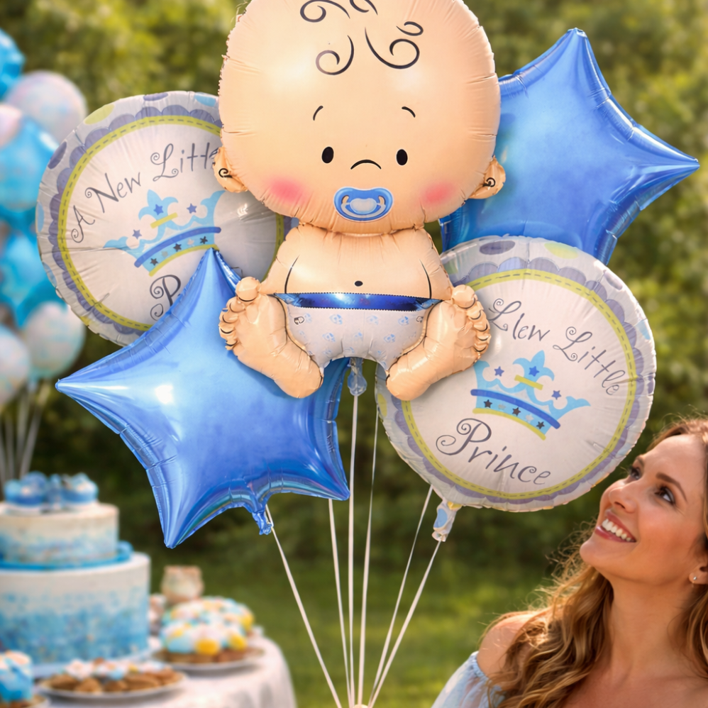 Erkek Bebek Balon Seti – Yeni Küçük Prens Temalı Folyo Balonlar ENG-B1037