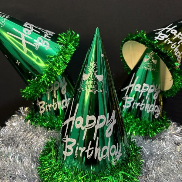 5 Adet Parlak Yeşil Parlak Happy Birthday Parti Şapkası Tüylü Doğum Günü Şapkası | ENG-601 |