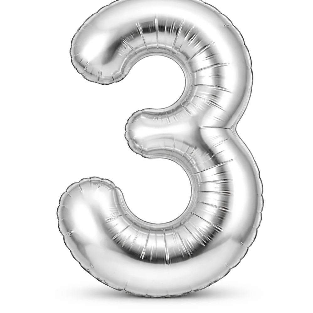 3 Rakam Gümüş Folyo Balon