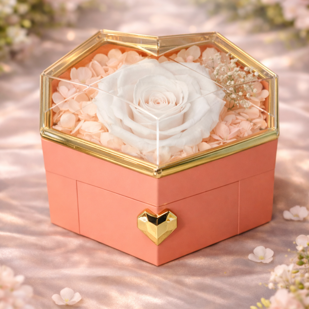 Pembe Renk Kalp Şeklinde Yüzük Kutusu - Yüzük Dahil Değildir