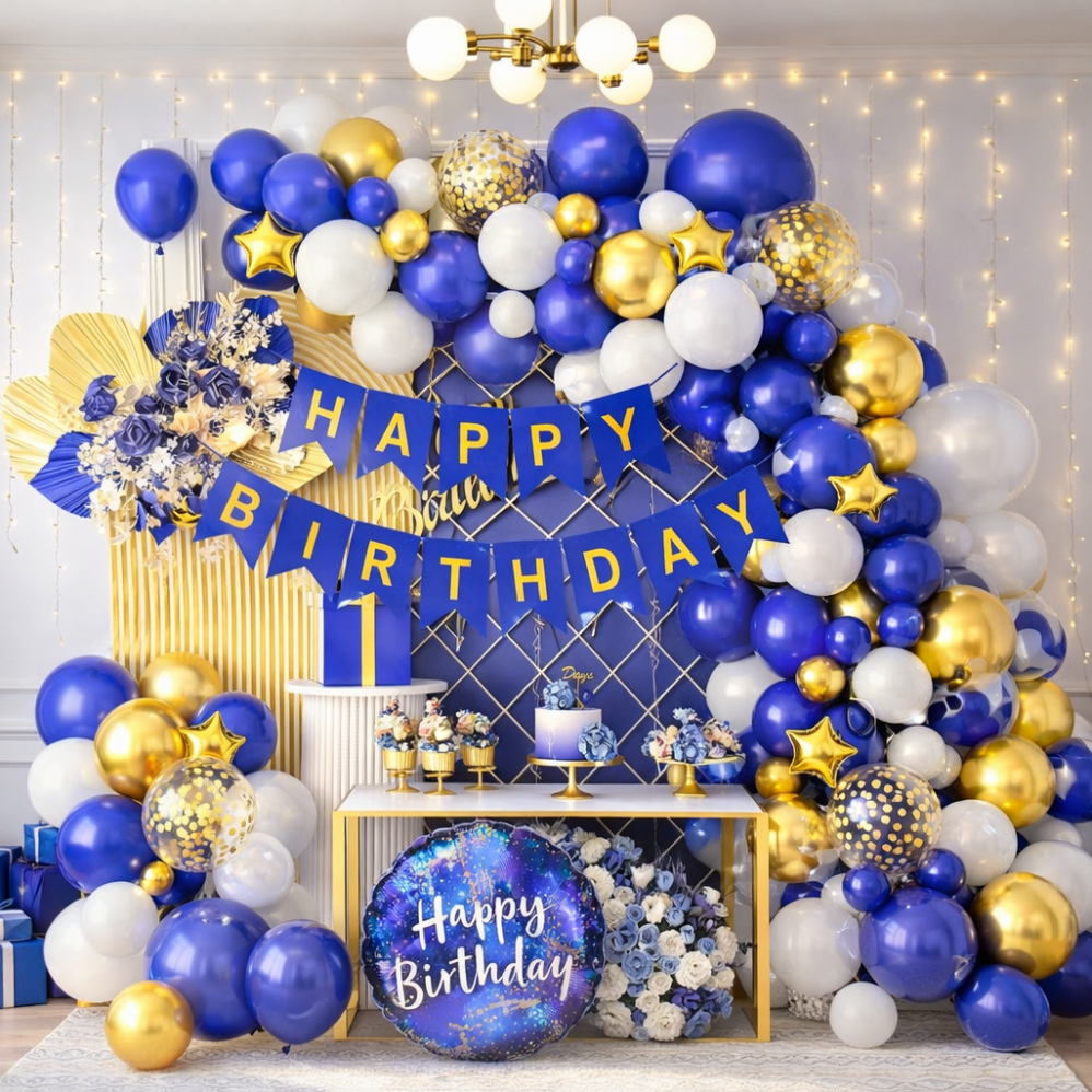 77 Parça Doğum Günü Balon Konsepti - Happy Birthday Seti ENG-B1016