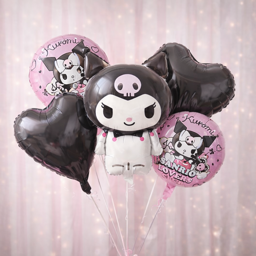 5 Parça Sanrio Kuromi Balon Seti - Çizgi Karakter Seti HPY-1017