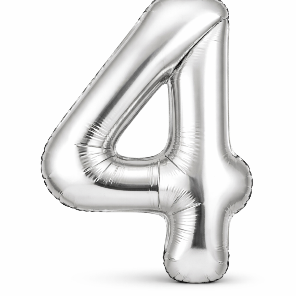 4 Rakam Gümüş Folyo Balon