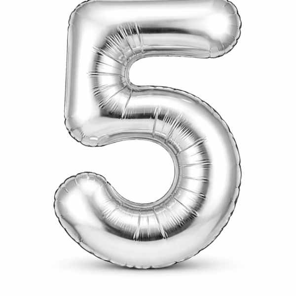 5 Rakam Gümüş Folyo Balon