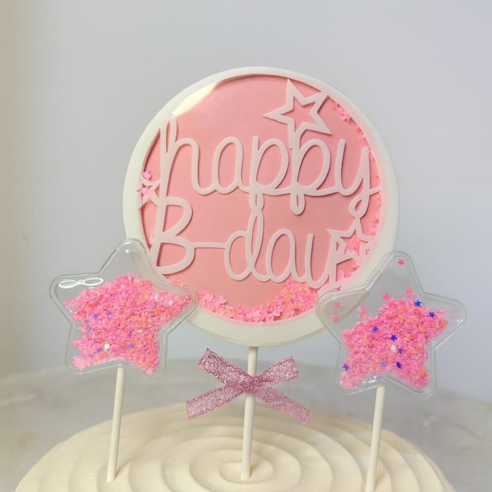 Pasta süsü Pembe Shake Happy B-Day 3'lü Set