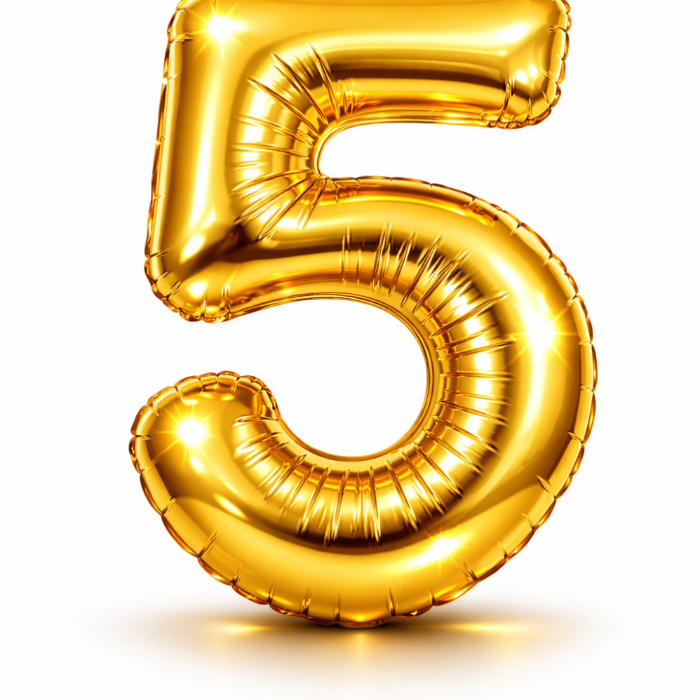 5 Rakam Gold Folyo Balon