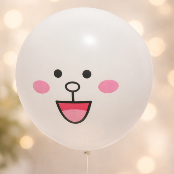 10’lu Paket Sevimli Yüz Baskılı Beyaz Balon ENG-B1110