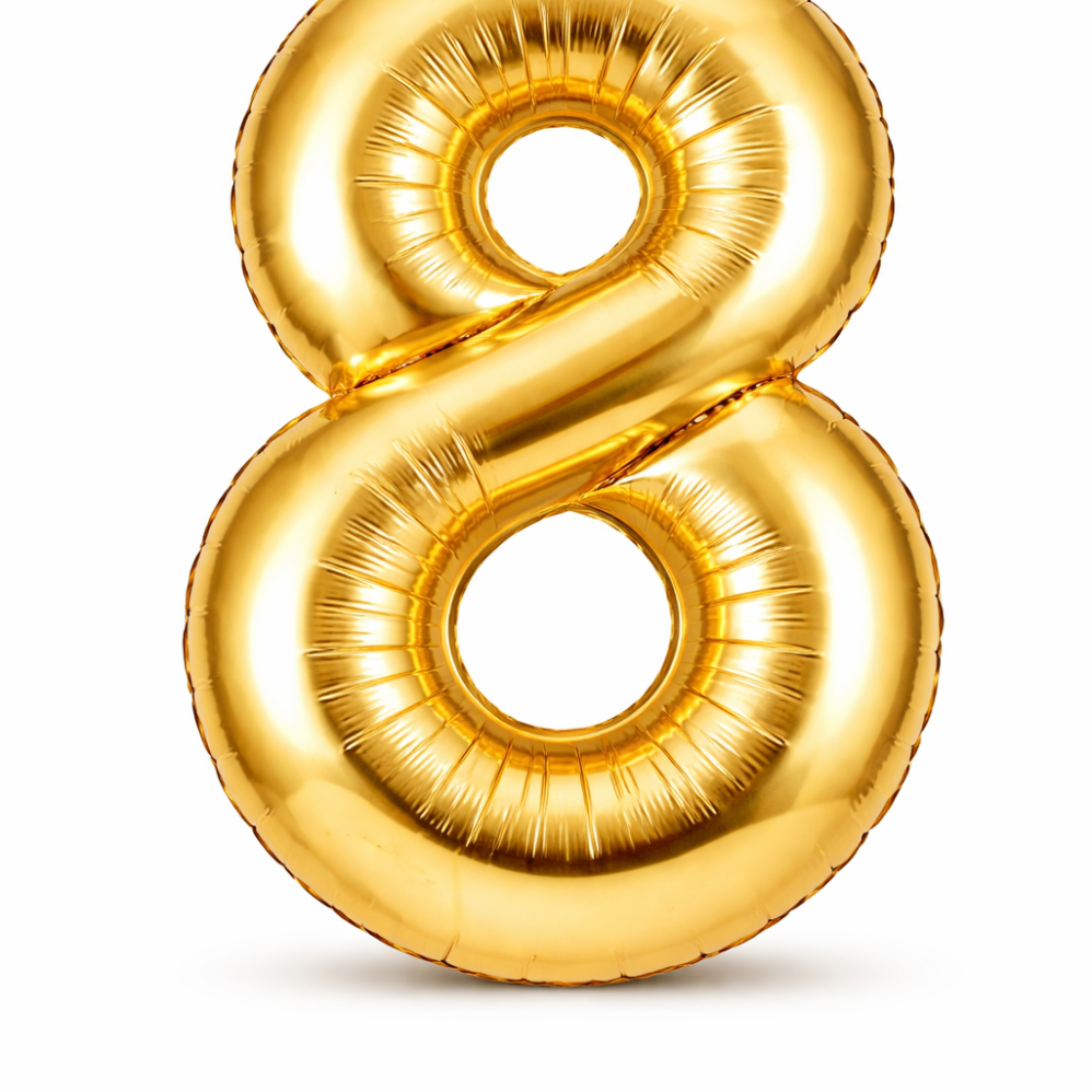8 Rakam Gold Folyo Balon