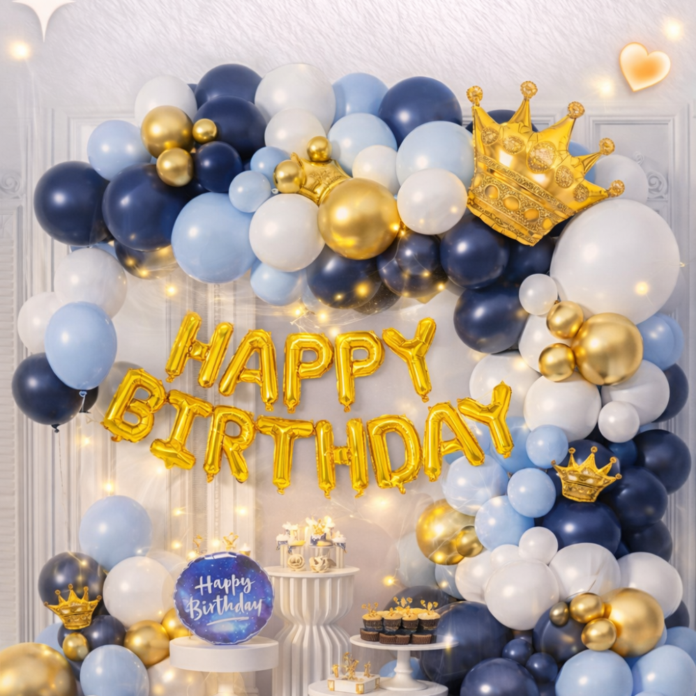 90 Parça Doğum Günü Balon Konsepti - Happy Birthday Seti ENG-B1023