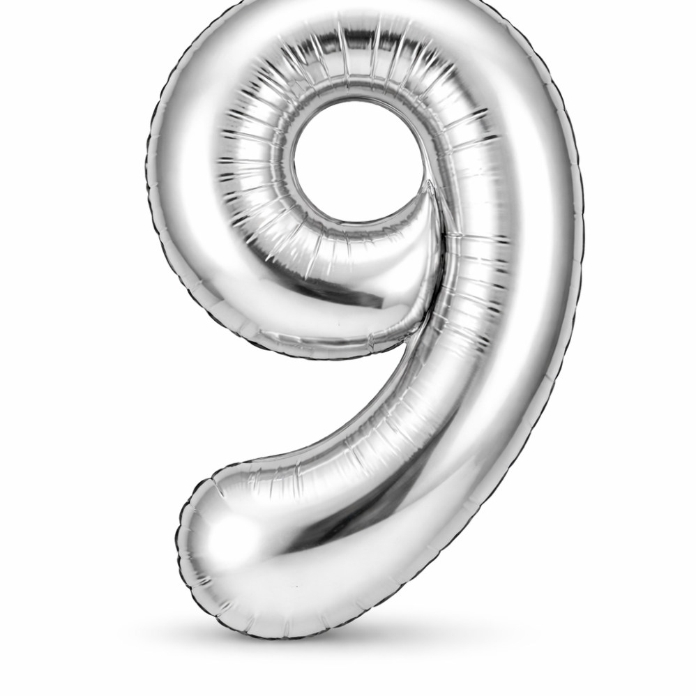 9 Rakam Gümüş Folyo Balon