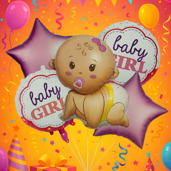 Baby Girl 5’li Folyo Balon Seti Bebek Doğum Baby Shower Parti Süsü Helyum Uyumlu | ENG-29 |