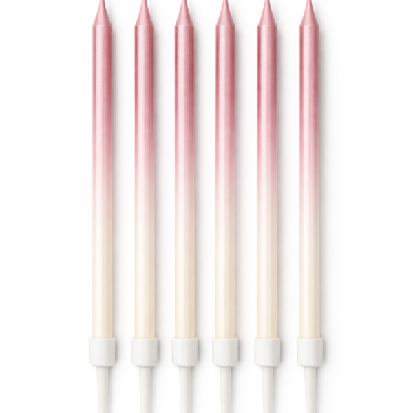 6'Lı Geçiş Efekti Açık Pembe Beyaz Renk Mum