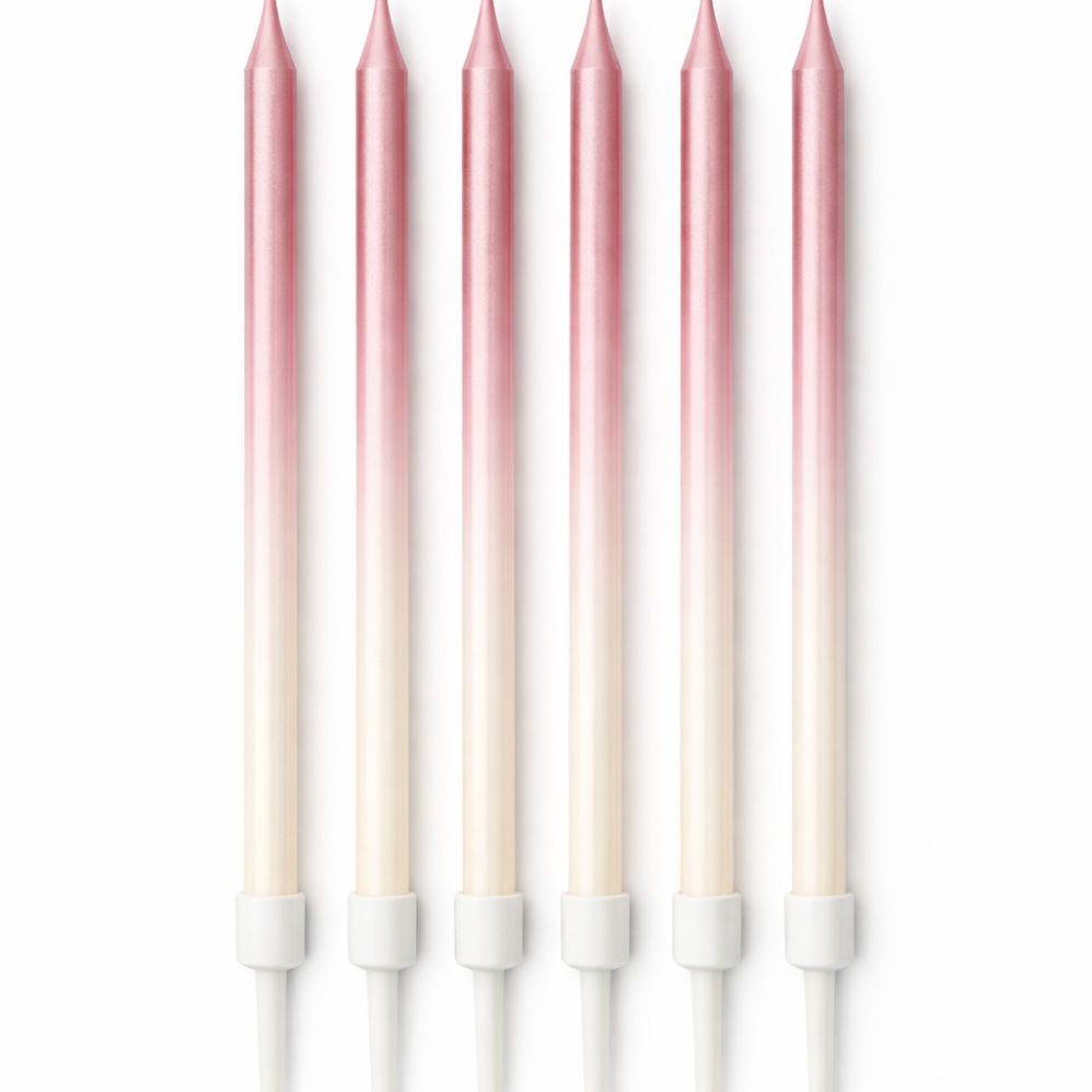 6'Lı Geçiş Efekti Açık Pembe Beyaz Renk Mum