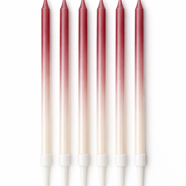 6'Lı Geçiş Efekti Bordo Beyaz Renk Mum