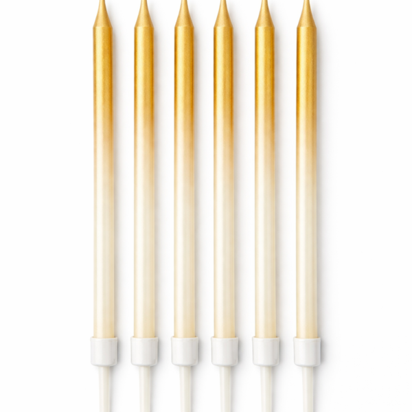 6'Lı Geçiş Efekti Gold Beyaz Renk Mum