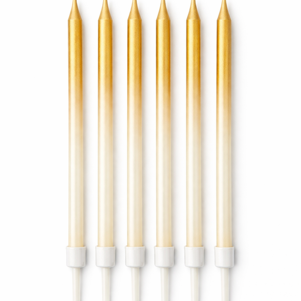 6'Lı Geçiş Efekti Gold Beyaz Renk Mum