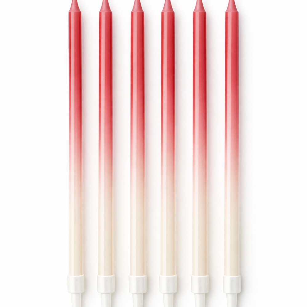 6'Lı Geçiş Efekti Rose Pembe Beyaz Renk Mum