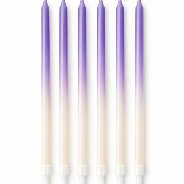 6'Lı Geçiş Efekti Mor Beyaz Renk Mum