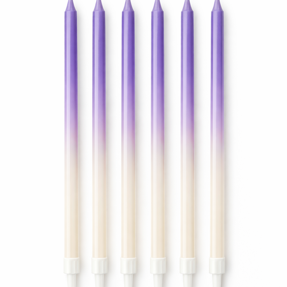 6'Lı Geçiş Efekti Mor Beyaz Renk Mum