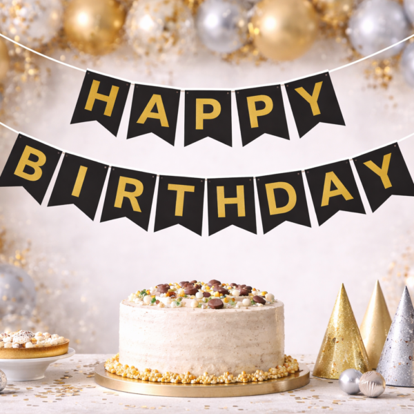 Gold Renk İyiki Doğdun Banner