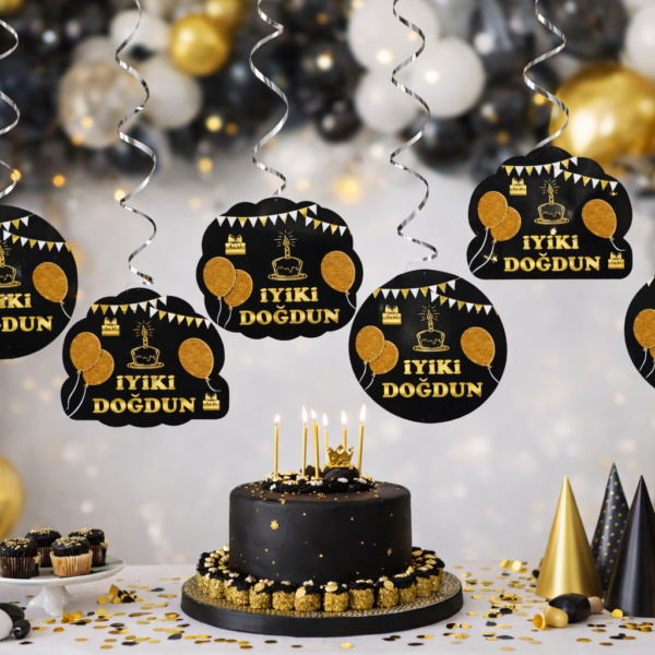 Gold Renk Happy Birthday Banner