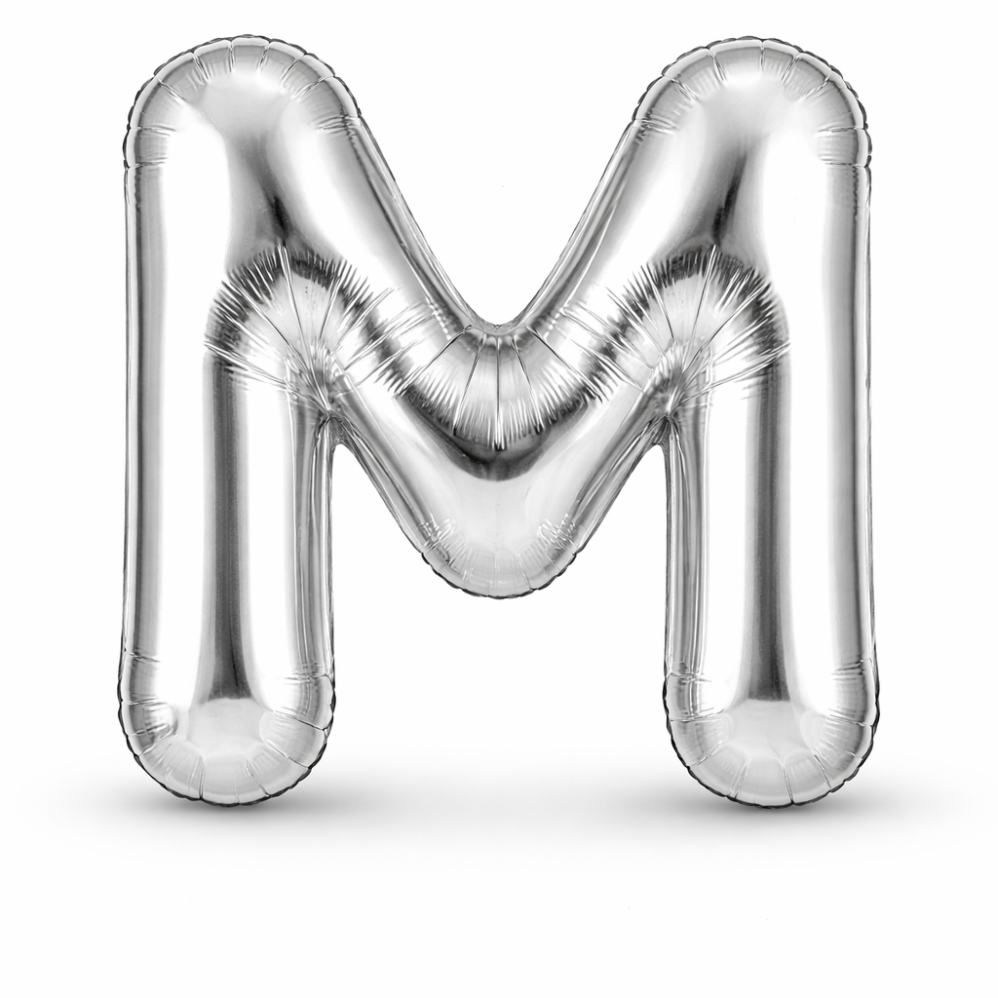 M Harfi Gümüş Folyo Balon
