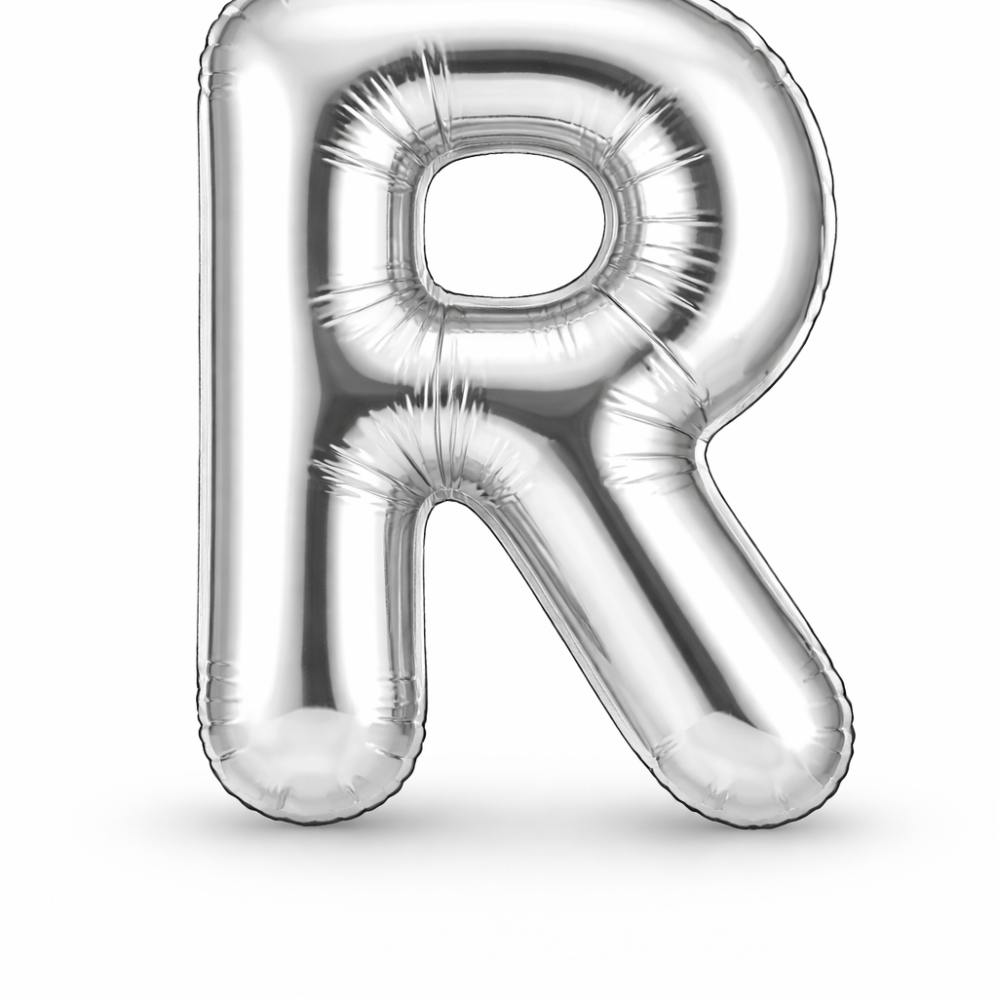 R Harfi Gümüş Folyo Balon
