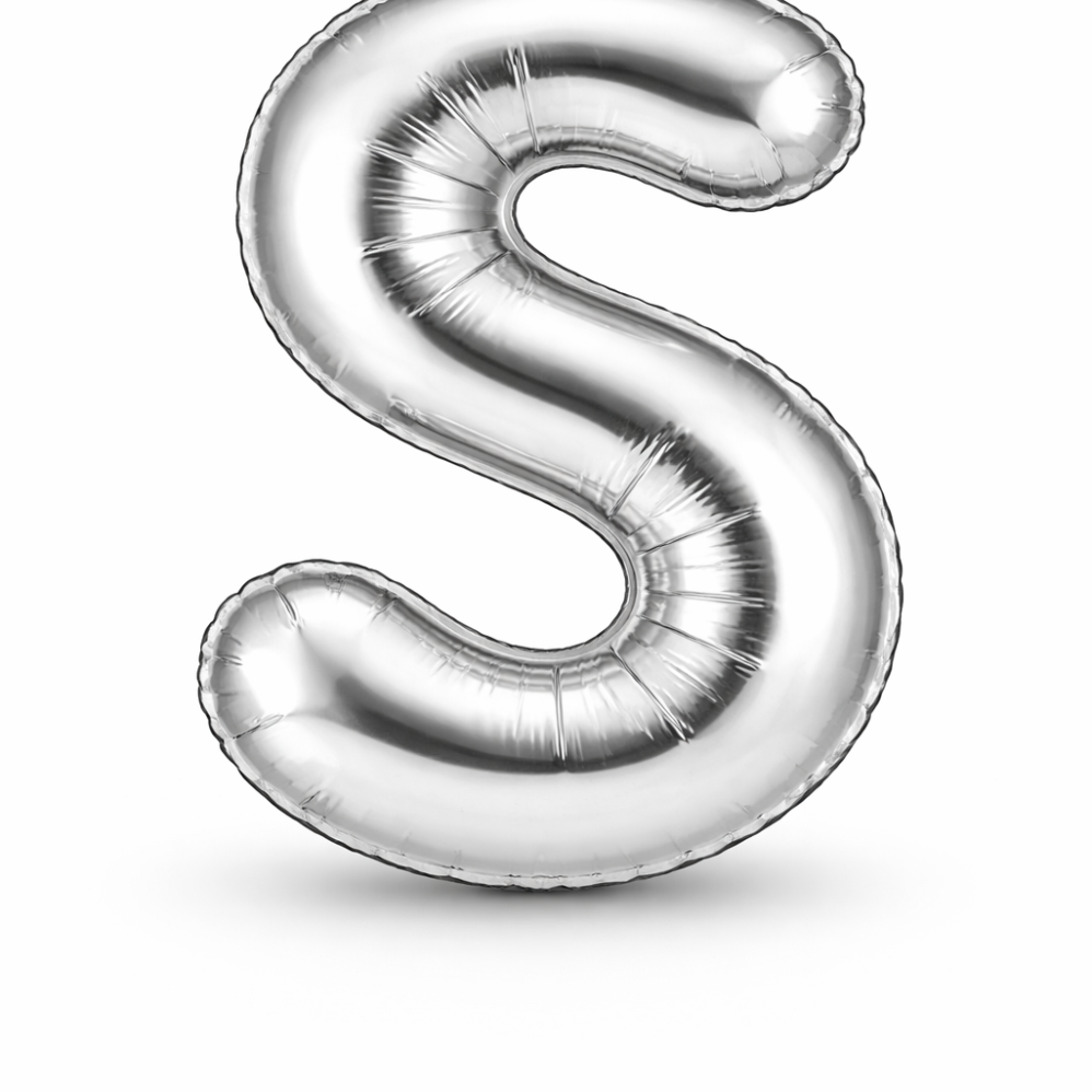 S Harfi Gümüş Folyo Balon