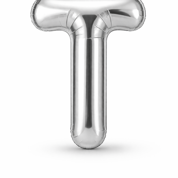 T Harfi Gümüş Folyo Balon