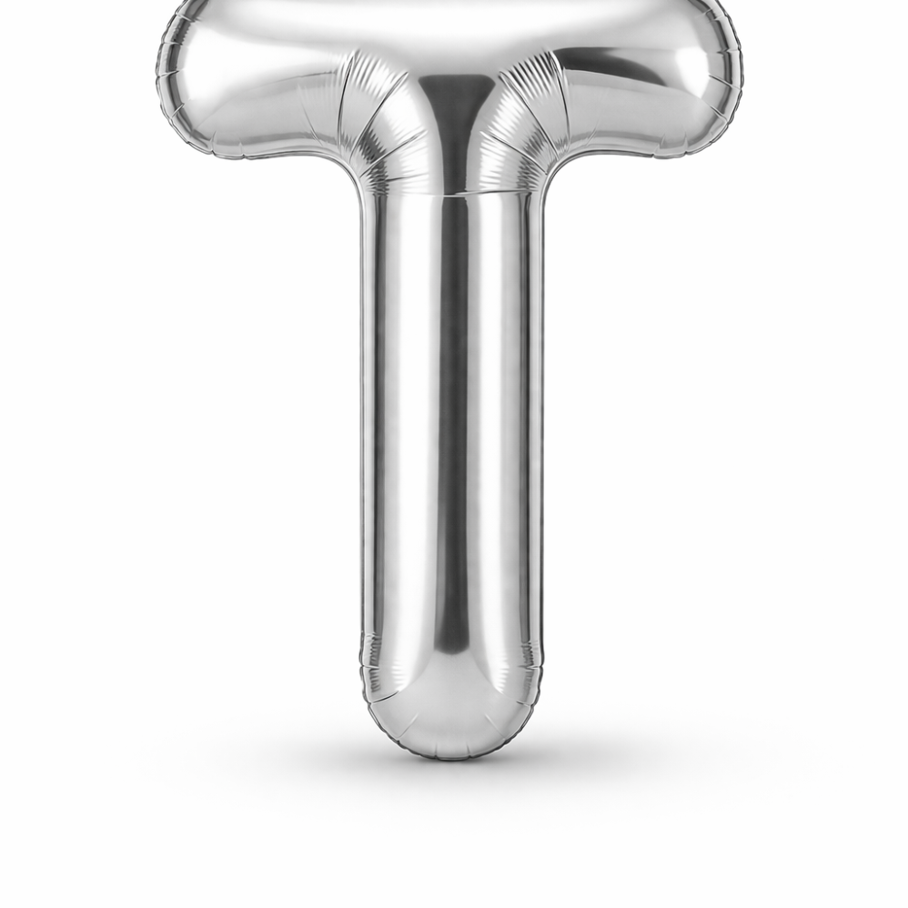 T Harfi Gümüş Folyo Balon