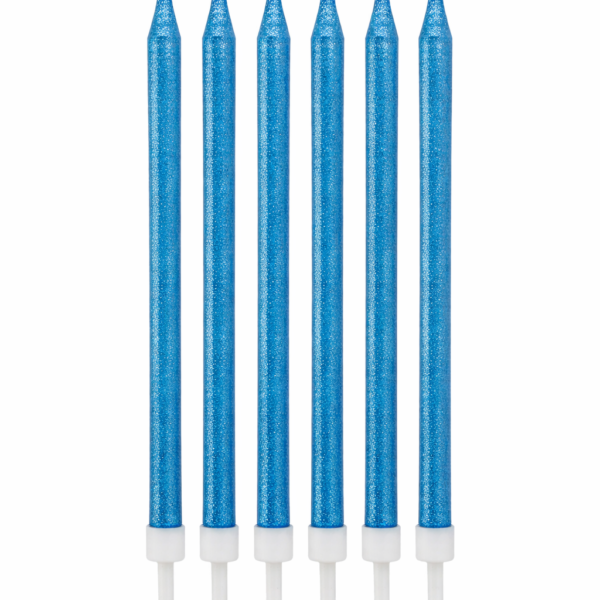 6'Lı Açık Mavi Simli Mum